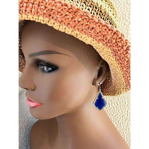 Navy Blue Dangle Earrings - Picture 5 of 5